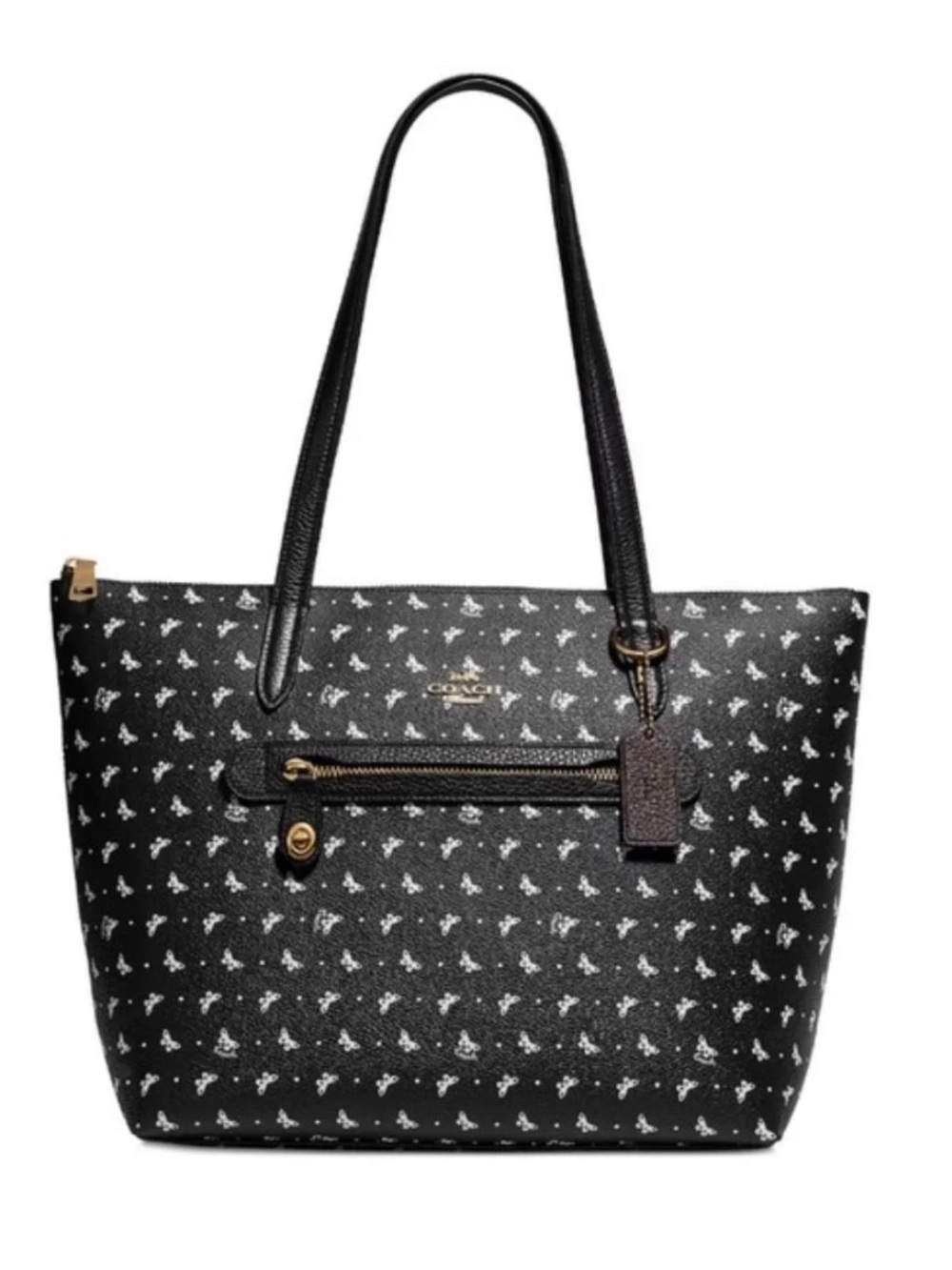 Coach Butterfly Zip Top Taylor Tote Black White
